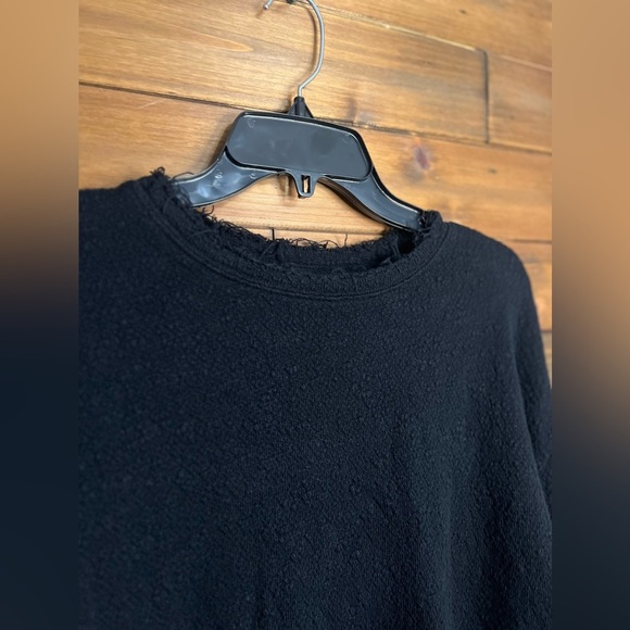 Allsaints men’s distressed neckline black crewneck sweater 100% cotton NWOT - Picture 3 of 9